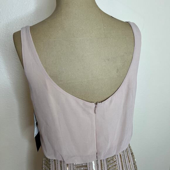 Aidan Mattox Rose Gold Short Sequin Evening Dress 4 - Picture 4 of 12